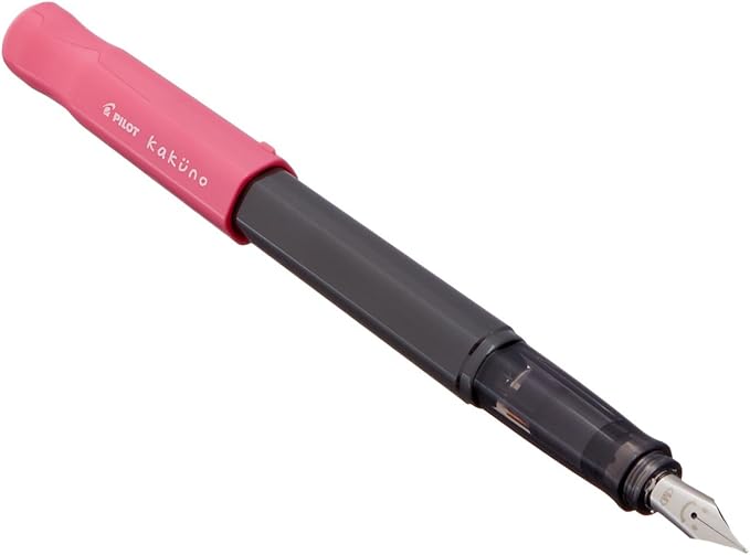 Pilot Kakuno Medium-Nib Fountain Pen, Black Body with Light Green Cap (FKA-1SR-LGM)