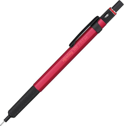 Rotring 0.5mm Mechanical Lead Pen Pencil Matte Green ABS Plastic Body Hexagonal Body Non-Slip Textured Metal Grip Click Mechanism 500 Series Lead Indicator Ideal for Technical Drawing