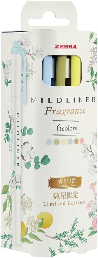 Zebra Highlighter, Mildliner, Fragrance, Limited Edition, Set of 6 Colors, WKT7-FR-6C