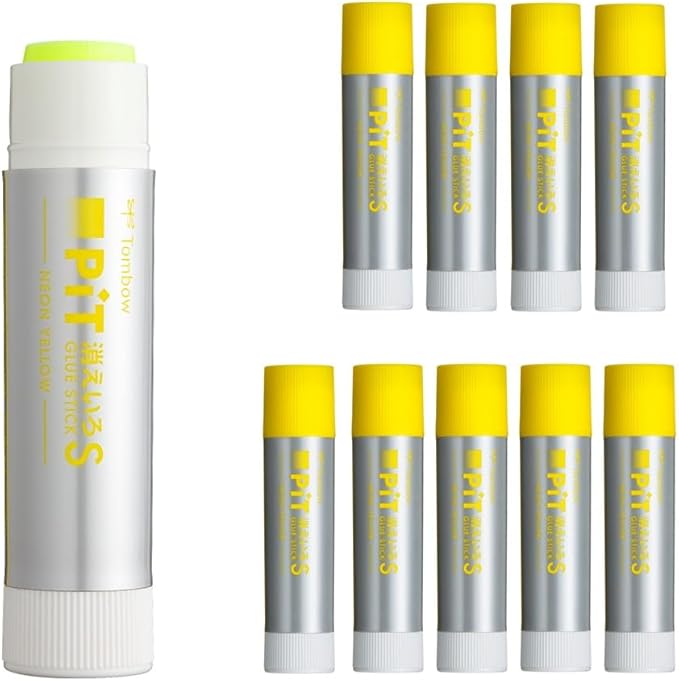 Tombow PT-TCY81-10P Stick Glue (Neon Yellow Color) Disappearing Pit Neon Pink Axis Pink 10pcs