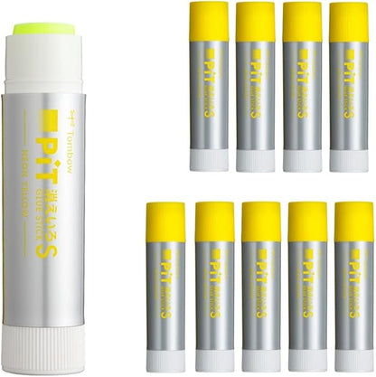 Tombow PT-TCY81-10P Stick Glue (Neon Yellow Color) Disappearing Pit Neon Pink Axis Pink 10pcs