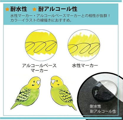 Kuretake CNCE106-6 Cartoonist Special Black Ink 60 No Gloss (60 ml) Manga Supplies, Set of 3