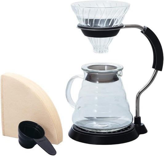 HARIO VAS-8006-G V60 Arm Stand & Glass Coffee Dripper Set, Multi