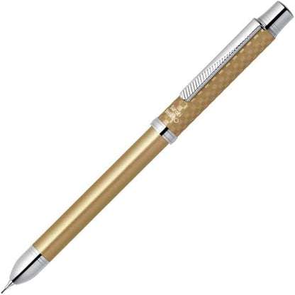 Zebra Surari Shabo 2000, 2 Color 0.7mm Emulsion Ink and 0.5mm Mechanical Pencil, Champagne Gold Body (SB27-CGO)
