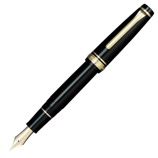 SAILOR Professional Gear Black 21ct Gold Nib with Gold Plated Trims Fountain Pen