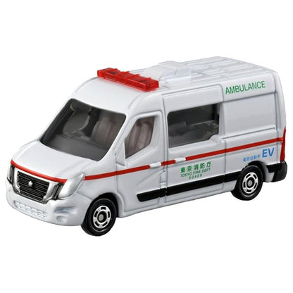 Tomica No.44-10 Nissann V400 Ev Ambulance '21 Diecast Scale Model Collectible Car,White