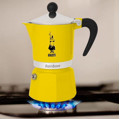 Bialetti  Stovetop spresso Maker, Rainbow Yellow, 3 Cups,