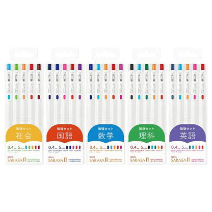 Zebra JJ29-R1-25C Sarasa R Gel Ballpoint Pen, 0.4mm, 5 Subjects x 5 Color Set
