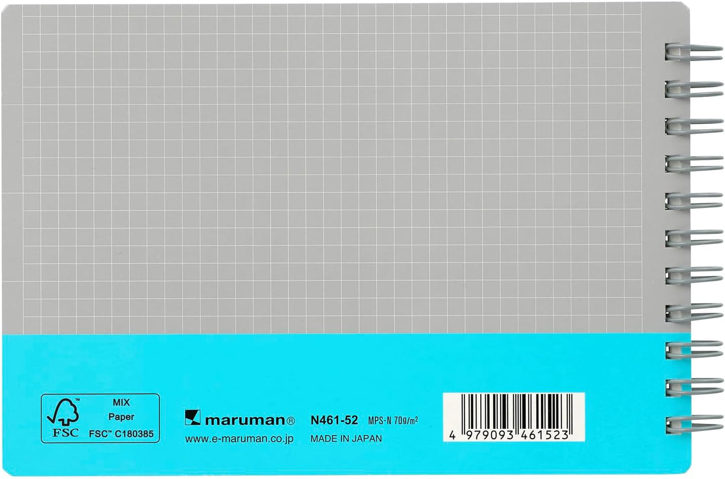 Maruman N461-52 Notebook, Ring Notebook, Pocket Size, 0.2 inch (4 mm) Graph Rule, Light Blue