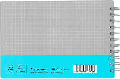 Maruman N461-52 Notebook, Ring Notebook, Pocket Size, 0.2 inch (4 mm) Graph Rule, Light Blue