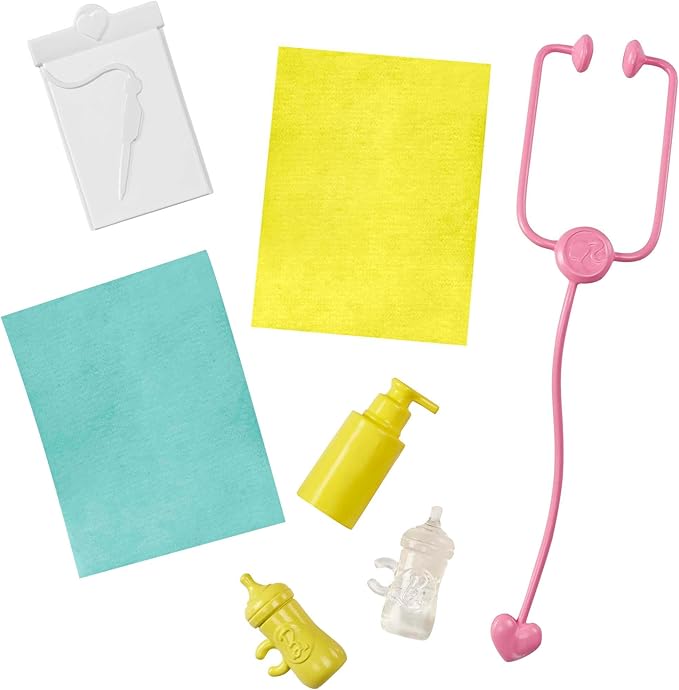 Barbie GKH23 Baby Play with Barbie and Her Lady! Aka-chan Sensei Set, Dress Up Doll, Accessory Set