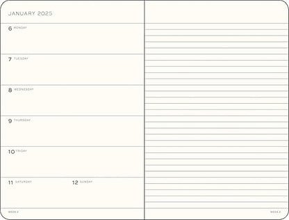 Leuchtturm 370656 Notebook, Begins in January, 2025, B6, Weekly Soft, Sage
