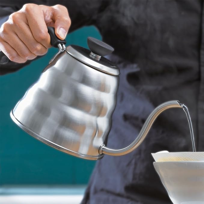 Hario Gooseneck Coffee Kettle 'Buono', Stovetop, 1.2L, Stainless Steel, Silver