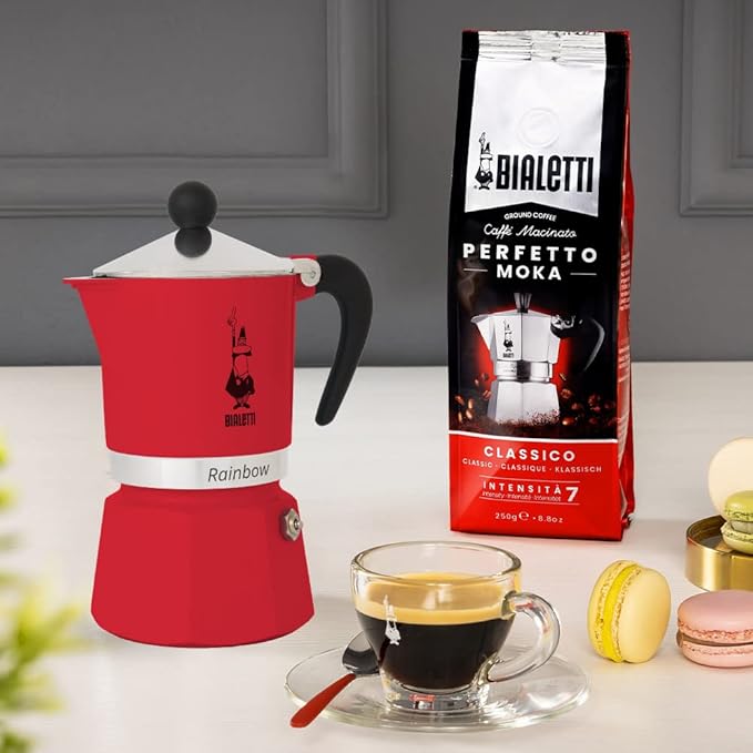 Bialetti Rainbowi - Stovetop Espresso Coffee Maker - Red - Various Sizes 6 Cups Red 4963