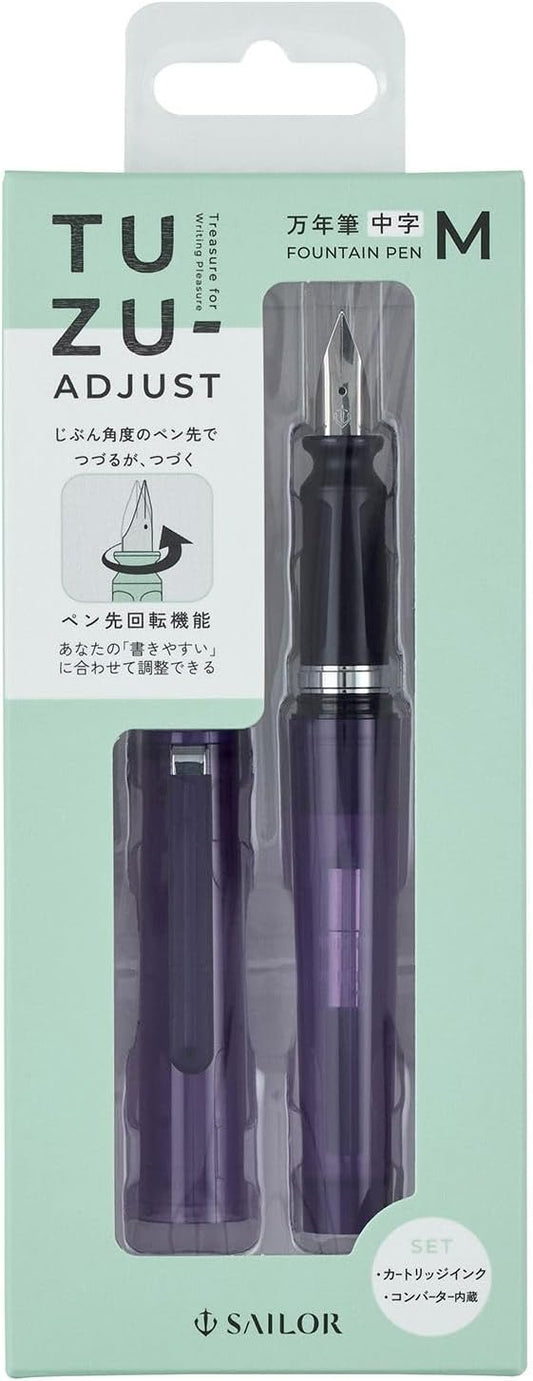 Sailor Fountain Pen, TUZU ADJUST Fountain Pen, Beginner, Everyday Use, Self Packaging, Clear Violet, Medium Point, 12-0541-450