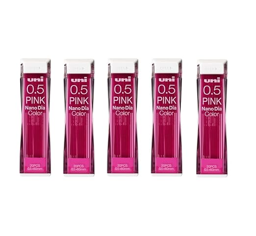 Uni NanoDia Color Mechanical Pencil Leads 0.5mm Pink, 5 Pack/Total 100 Leads Value Set