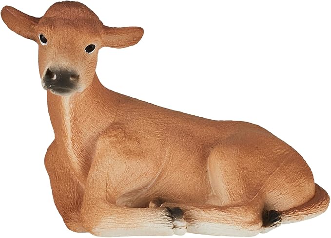 Mojo Fun 387144 Jersey Calf Lying - Realistic Farm Animal Toy Cow Replica