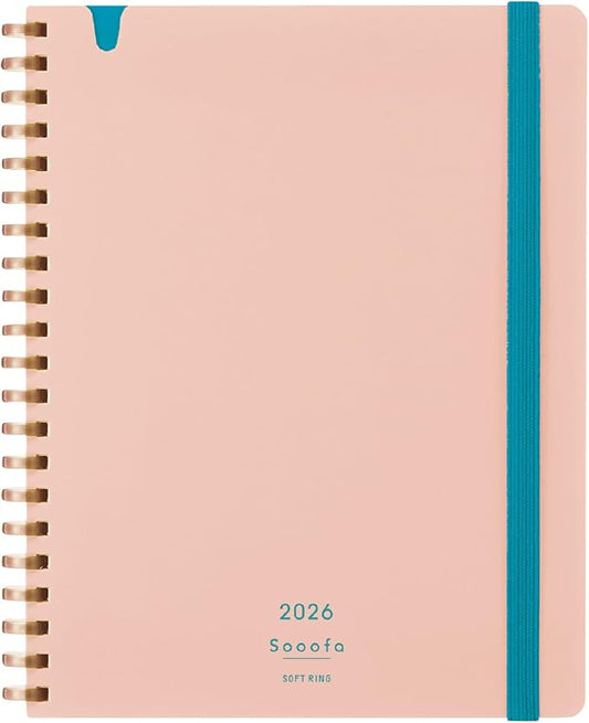 Kokuyo SSMNLP-B6-26 Notebook 2026 Sooofa Diary Soft Ring Monthly Block B6 Transformation Light Pink