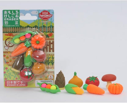 Iwako Vegetable Eraser, 10-Piece Blister Pack, SCERBRI023