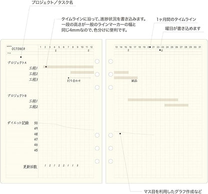 Laconic LGF25-45 Notebook Refill A5 Gantt Chart Date Free Style Notebook