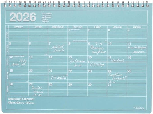 2026 Planner, Schedule Notebook, Starts from January 2026, Monthly Block, B5 Variation, Notebook Calendar, M, Blue Marks, 26WDR-NB1-BL