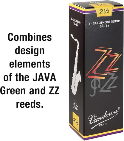 Vandoren Tenor Saxophone Reeds ZZ, Hardness: 2-1/2 (Pack of 5)