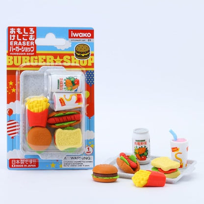 Iwako Burger Shop Eraser, 10-Piece Blister Pack, SCER961099