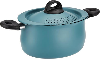 Bialetti Taste of Italy Nonstick Pasta Pot with Strainer Lid, 5.5 Quart, Teal