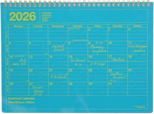 2026 Planner, Schedule Notebook, Starts from January 2026, Monthly Block, B5 Variation, Notebook Calendar, M, Neon Blue Marks, 26WDR-NB1-NBL