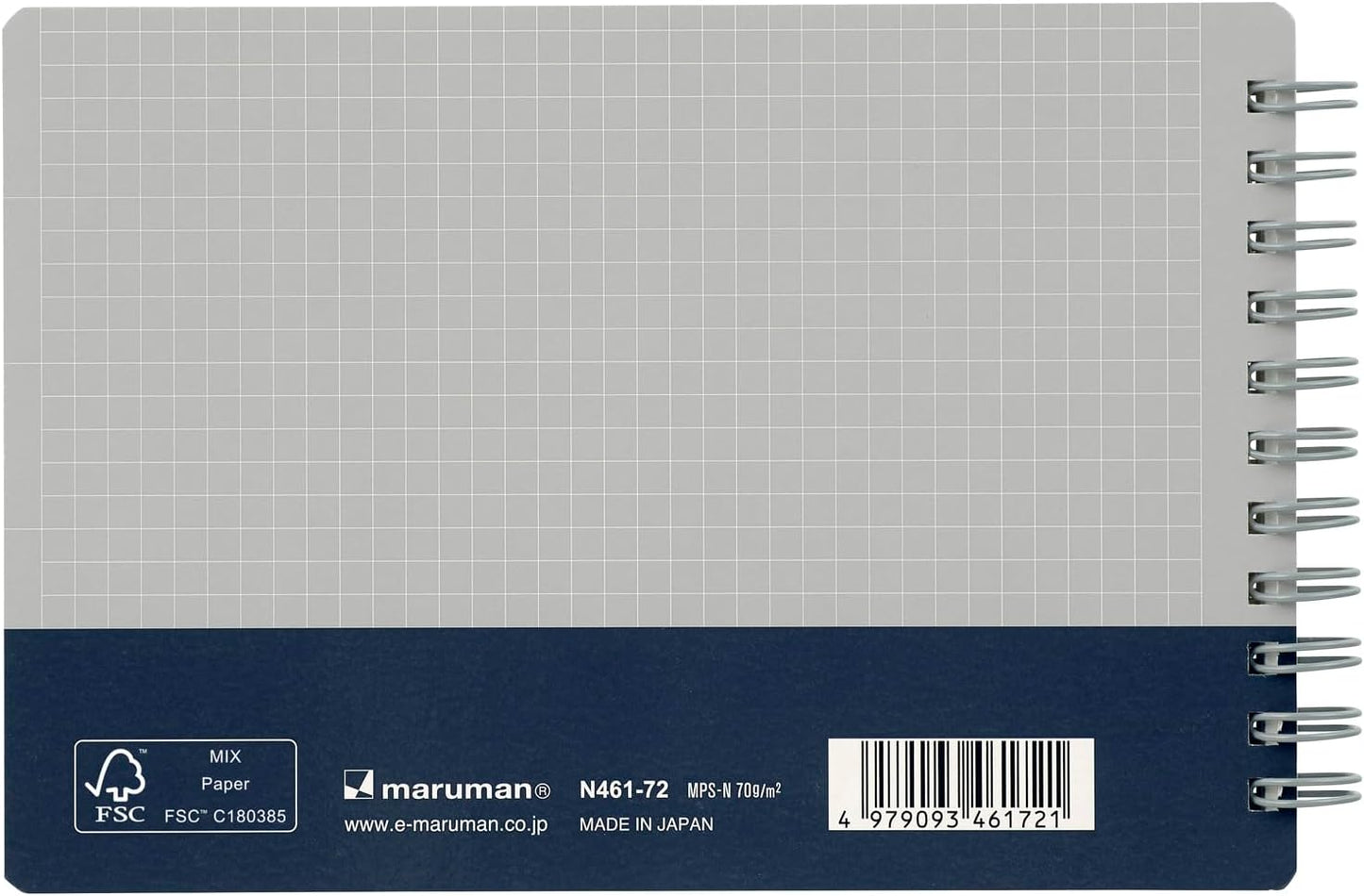 Maruman N461-72 Notebook, Ring Notebook, Pocket Size, 0.2 inch (4 mm) Graph Rule, Navy