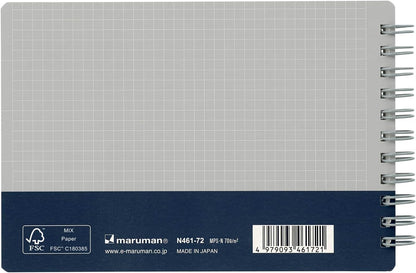 Maruman N461-72 Notebook, Ring Notebook, Pocket Size, 0.2 inch (4 mm) Graph Rule, Navy