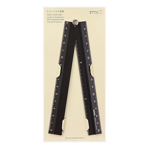 Midori Way Multi Aluminium Ruler 30cm Black (42254006)