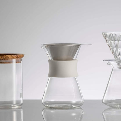 HARIO S-GCM-40-W Glass Coffee Maker, Practical 13.5 fl oz (400 ml), White Dripper Decanter Set with Band