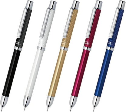 Zebra Surari Shabo 2000, 2 Color 0.7mm Emulsion Ink and 0.5mm Mechanical Pencil, Champagne Gold Body (SB27-CGO)