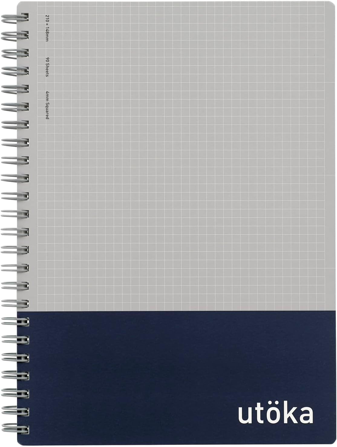Maruman N460-72 Notebook, Ring Notebook, Utoka A5, 0.2 inch (4 mm) Graph Rule, Navy
