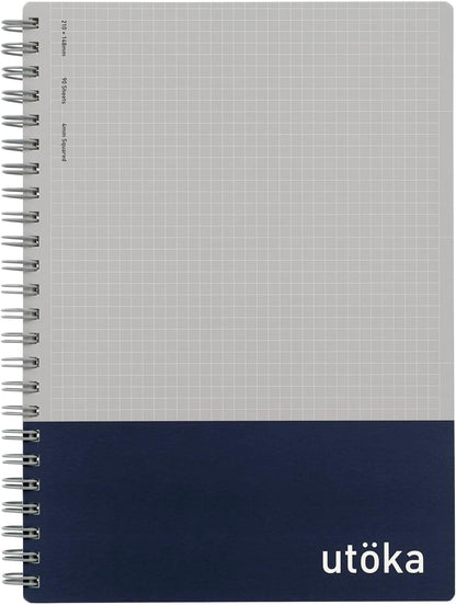 Maruman N460-72 Notebook, Ring Notebook, Utoka A5, 0.2 inch (4 mm) Graph Rule, Navy