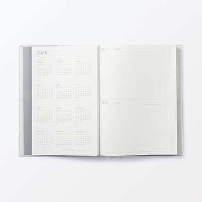Muji 84854354 Monthly Schedule Book, Daily Begins on December 2025, starting with Monday, A5, White