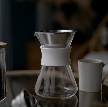 HARIO S-GCM-40-W Glass Coffee Maker, Practical 13.5 fl oz (400 ml), White Dripper Decanter Set with Band