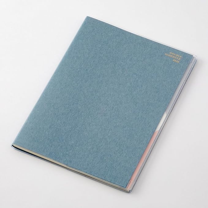 Midori 22388006 Double Schedule Notebook, 2026 B6, Monthly To Do Blue (Begins October 2025)