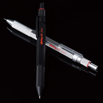 Rotring Multi-Pen, Silver, 600, 3 in 1, 2164109 Rotring Mechanical Pen, High Quality Writing Equipment, Stationery, Made in Germany, Drafting, Pen, Professional Ballpoint Pen
