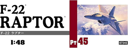 Hasegawa 1/48 US Air Force Air Superiority Fighter F-22 Raptor Plastic Model for Men and Women PT45