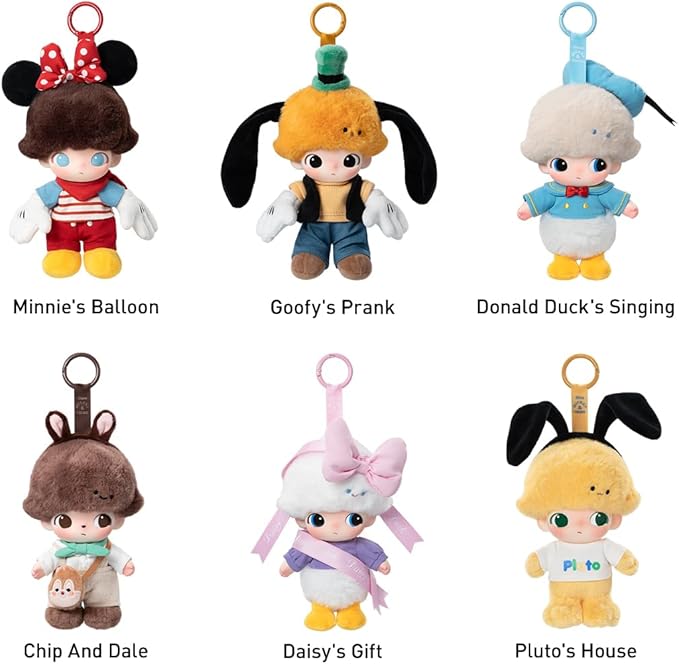 POP MART DIMOO WORLD x DISNEY Series Plush Key Chain, 1 Piece, Popmart Plush Toy Toy (1 Piece), Blind Box, Figure, Plastic Model, Premium Toy, PVC, Soft Vinyl, Original Character, Birthday Gift