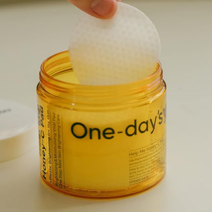 One-Day's You Help Me! + Honey-C Wiping Pads, 60 Sheets, Skin Care, Exfoliating Care, Toner Pads, Lotion, Korean Cosmetics (Honey-C Pads)