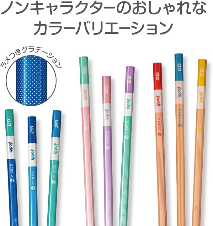 TOMBOW Pencils, Pencils, Ippo Erasing Cleanly Erasing, 2B, 1 Dozen, Blue, KB-KSKM01-2B (x2)