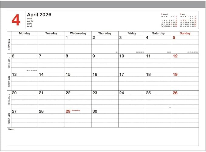 2026 Planner, Schedule Book, Starts from January 2026, Monthly Block B5 Variation, Notebook Calendar, M, Brown Marks, 26WDR-NB1-BR