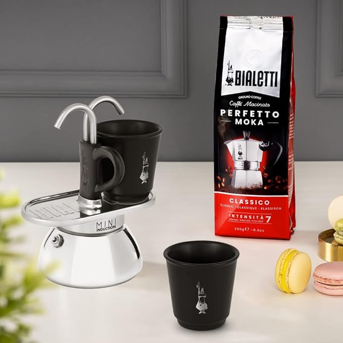 Bialetti Mini Express Induction for 2 Cups, Induction Compatible, Induction & Direct Fire/Espresso Cup