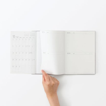 Muji 84854354 Monthly Schedule Book, Daily Begins on December 2025, starting with Monday, A5, White