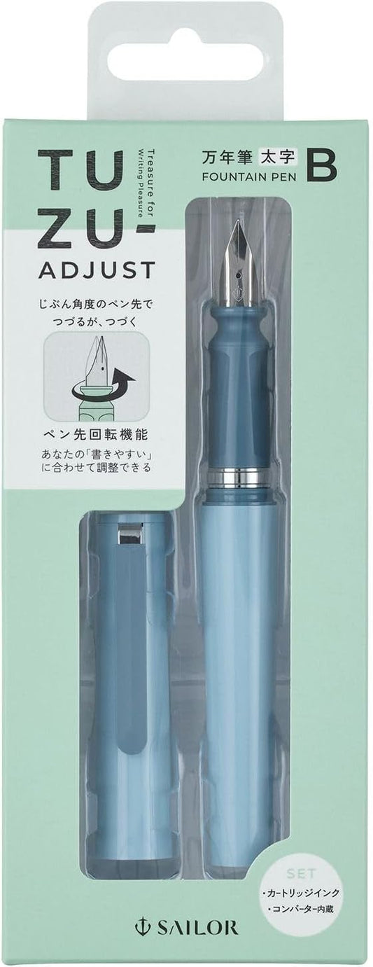 Sailor Fountain Pen, TUZU ADJUST Fountain Pen, Beginner, Everyday Use, Self Packaging, Light Blue, Bold Point 12-0541-641