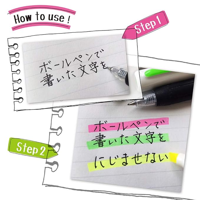 Zebra Highligher Just Fit Mojiniline, blurring proof for ballpoint pen wrinting (5 color set) WKS22-5C