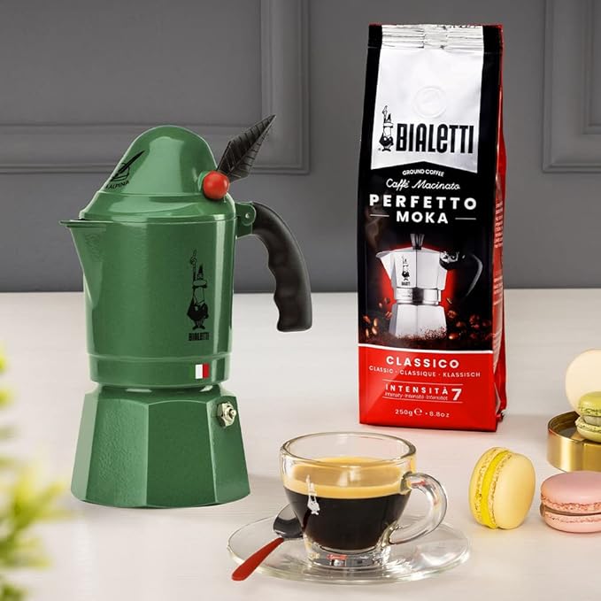 Bialetti Espresso Maker, Direct Fire, Moka Alpina, 3 Cups, Coffee Makinetta, Green, 0002762
